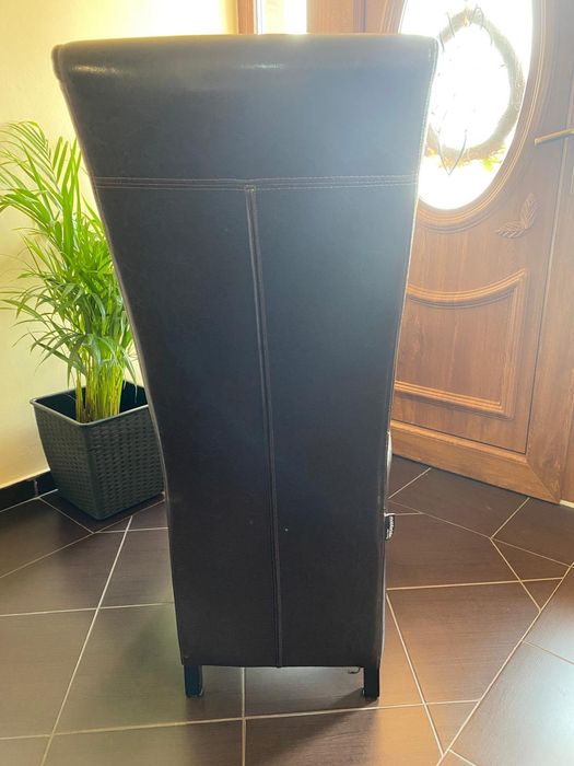 Set 8 scaune dining din lemn masiv si piele ecologica maro