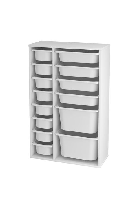 Органайзер за играчки с 14 кошници, Бял