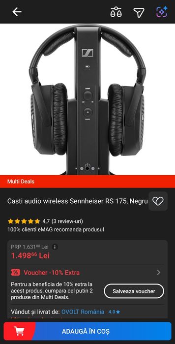 Căști audio wireless  Sennheiser.