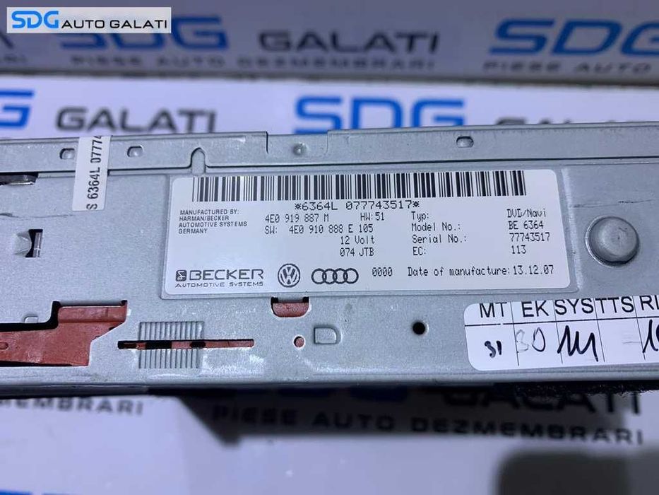 Unitate Modul Navigatie GPS DVD MMI Cod 4E0919887M 4E0910888E [L3882]