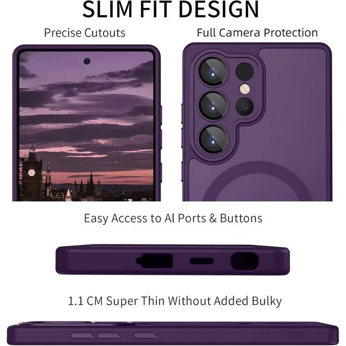 Матов magsafe кейс за samsung galaxy s26 ultra - лилав - със защита на