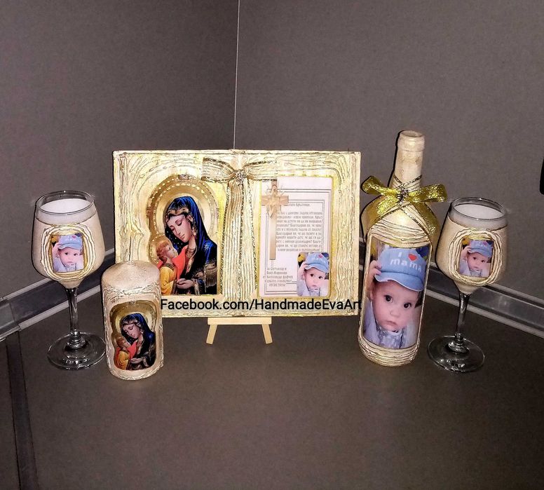 Подарък за Кръстници: Книга-икона, със снимка/ светец/поздрав по избор