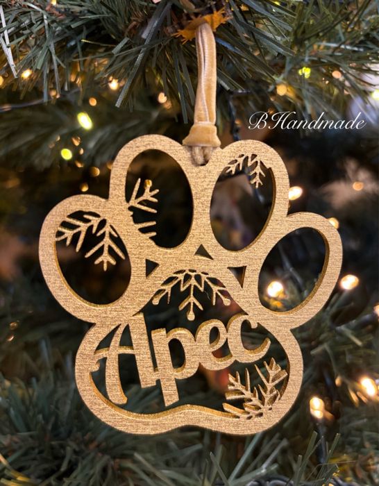 Персонализирани, дървени орнаменти за елха за кучета и котки