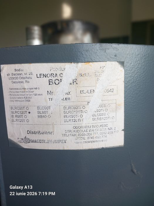 Boiler pe lemne 120l.