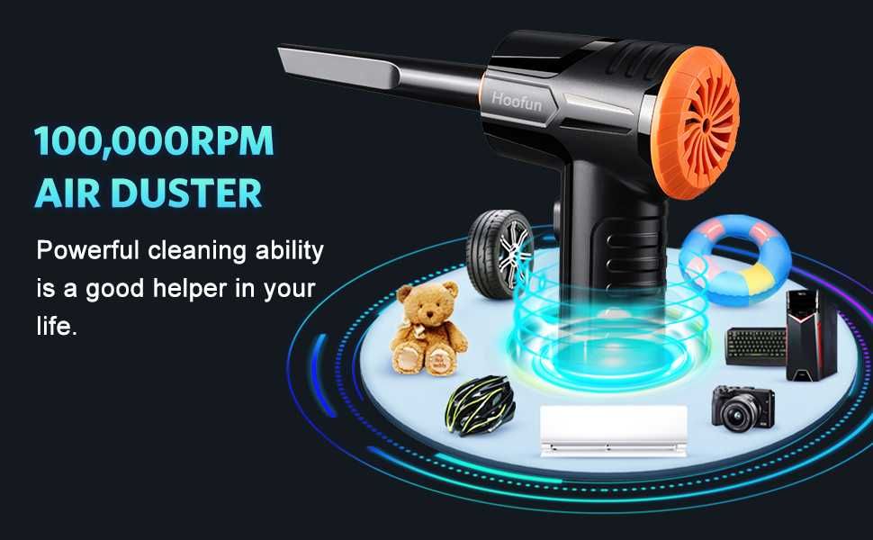 Прахосмукачка със сгъстен въздух HooFun : 100 000 об./мин., 3 скорости