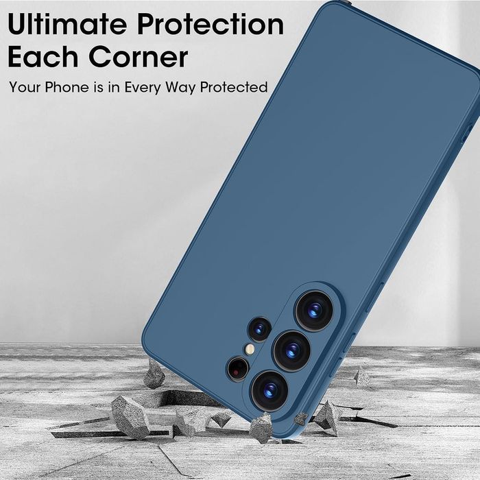 Матов силиконов кейс за samsung galaxy s26 ultra - тъмно син - със защ