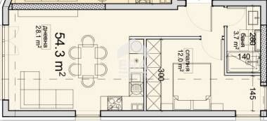 Двустаен апартамент с нескриваема панорама за продажба в предстоящ стр