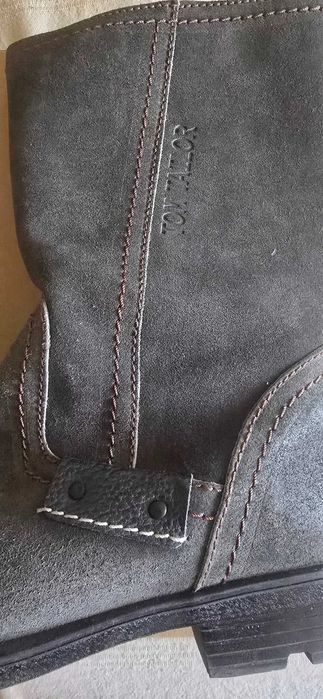 Мъжки зимни високи боти Tom Tailor, сиви, естествен набук и вълна.