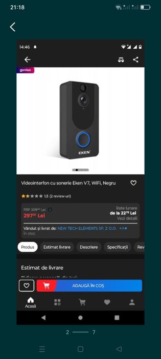 Video interfon  eken V7 
INREGISTRARE HD 1080P DE INALTA REZOLUT