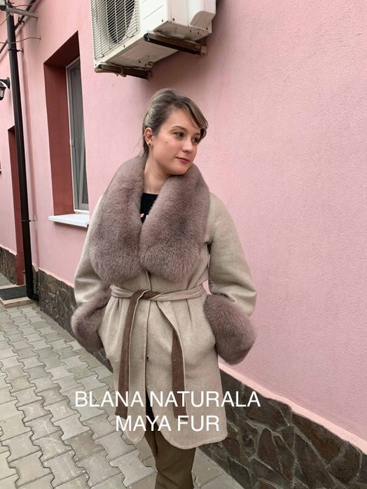 Palton de alpaca cu blana naturala