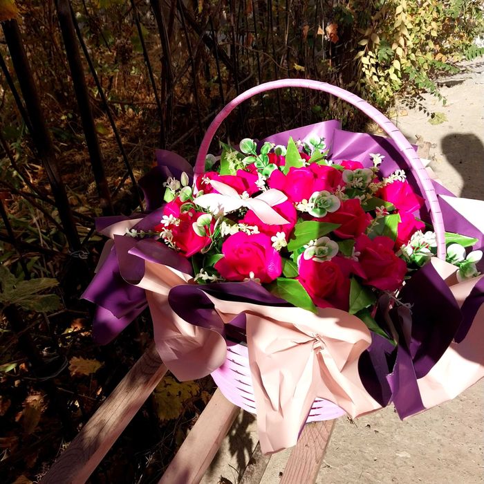 Большая корзина Цветов из Мыла