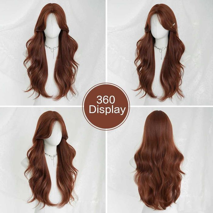 Оранжева перука с дълъг бретон