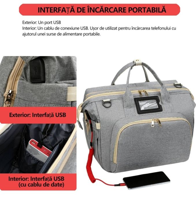 Geanta de scutece, cu patut extensibil