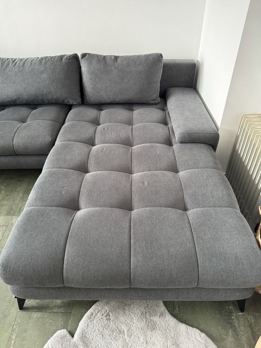 Тъмно сива холна гарнитура Ле Фигаро Ляв Ъгъл с Ф-Я сън и ракла