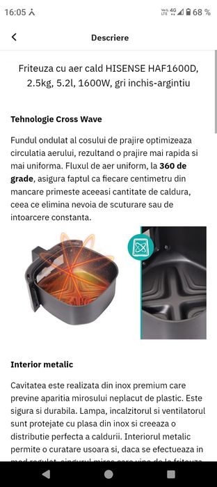 Friteuza cu aier cald Hisense