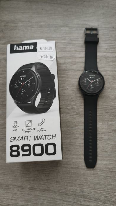 ЧИСТО НОВ СМАРТ ЧАСОВНИК Hama 8900 + черна каишка  с 3 години гаранция