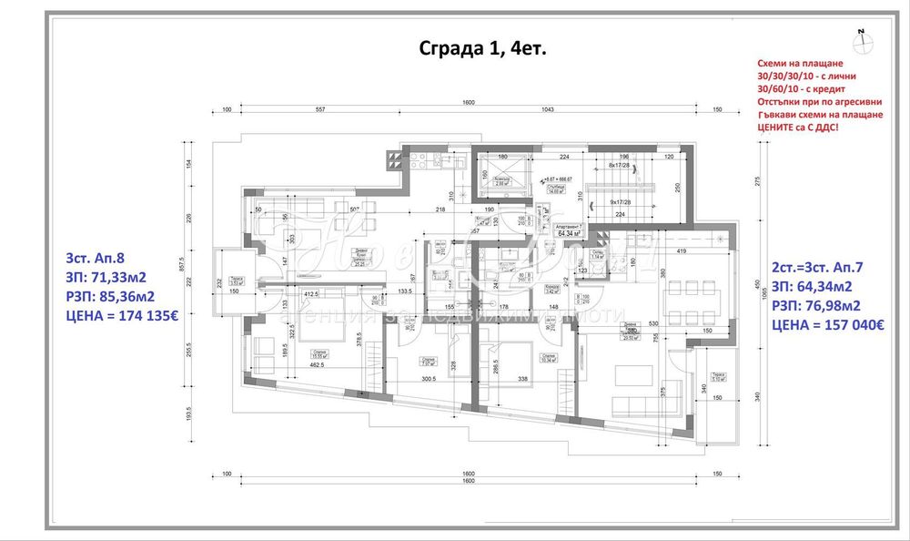 3-стаен в София-Карпузица площ 77 цена 157040