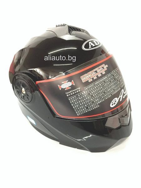 Каска ad за мотор модуларна с очила черен гланц а-16-3