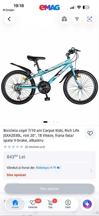 De vanzare bicicleta copii 20 inchi