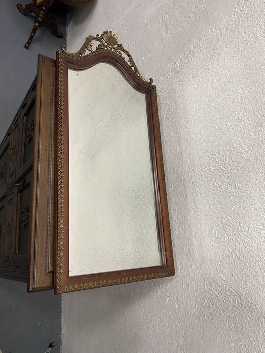 Голямо стеннo огледало дърво месинг класически стил Франция 1940 1955