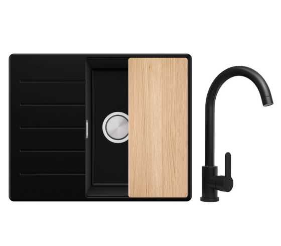 ПРОМО к-т мивка смесител сифон дозатор дърска без дос кухненска гранит