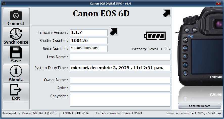 Canon 6D mark I 100.126 cadre și obiective/accesorii diverse