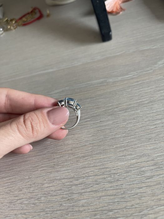 Inel aur alb 14k cu aquamarin