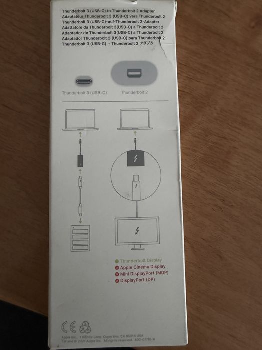 Apple tunderbold 3 (usb c) to tundrrbold 2