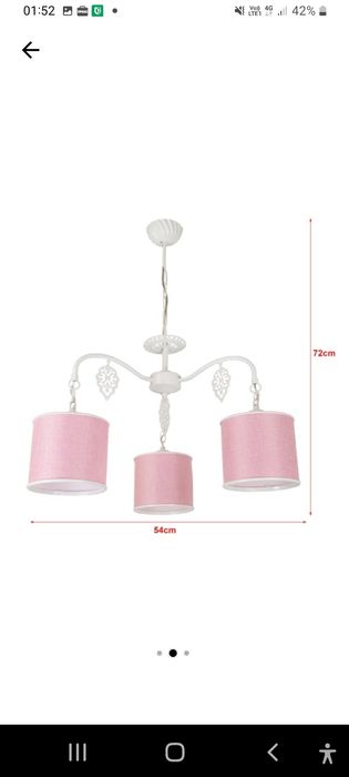 Candelabru roz cu 3 brațe