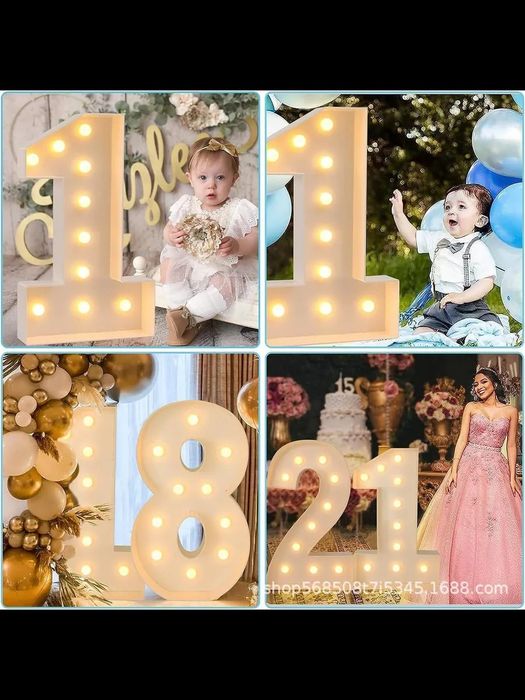 Буквы тексты цифры с лампой