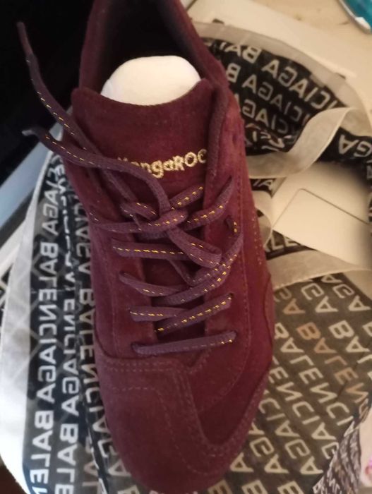 Pantofi sport din piele naturala velurata burgundy m 37
