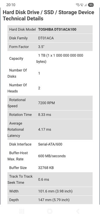 Hdd  toshiba 3.5inch 1tb