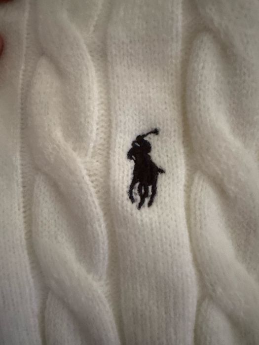 Quarter zip Polo alb
