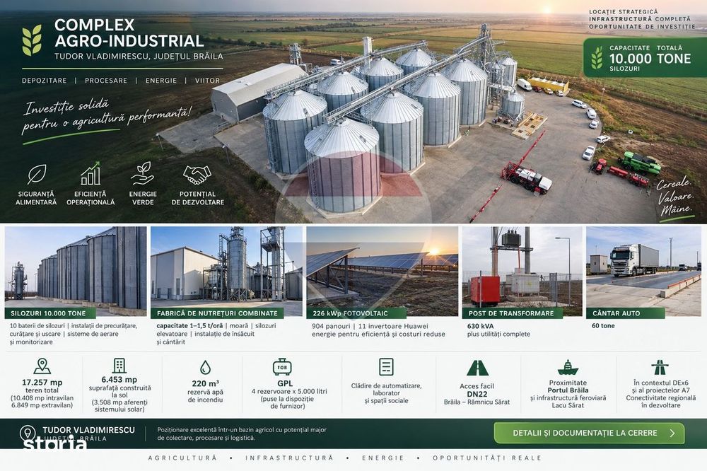 De vânzare Complex Agro-Industrial Brăila | Siloz 10.000 t | 17.257 mp
