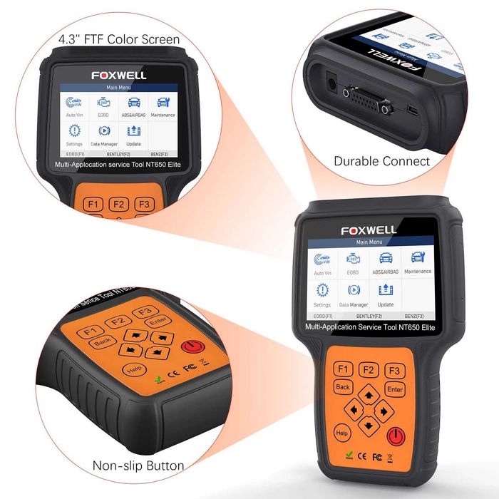 Foxwell NT650 Elite Bidirectional OBD2 Scanner Diagnostic Tool Services Reset