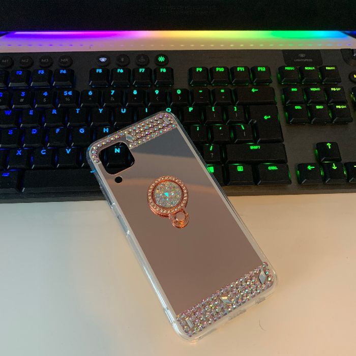 Husa oglinda, pietricele + inel Huawei P40 Lite, P40 Lite E, P40 Pro