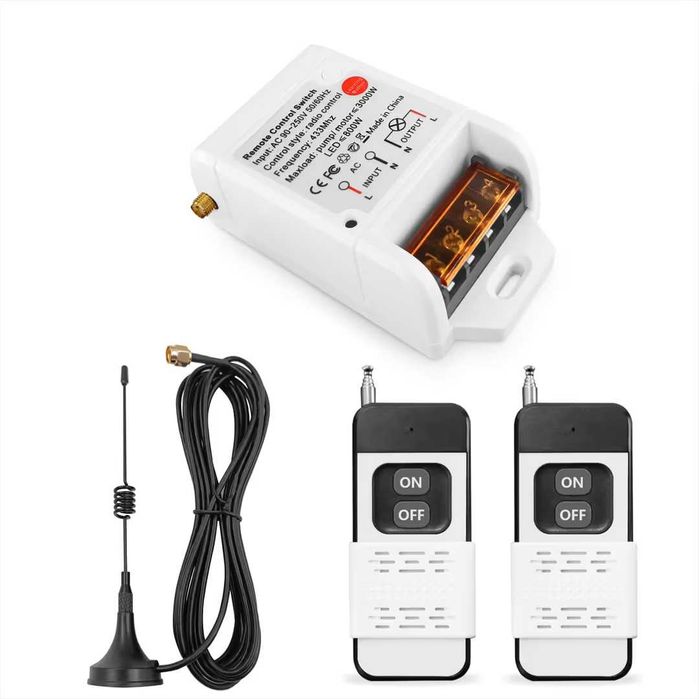 Comutator Wireless Telecomandă pentru Pompa Electrică AC 230V 3000W Receptor Relai – 2 Transmițătoare
