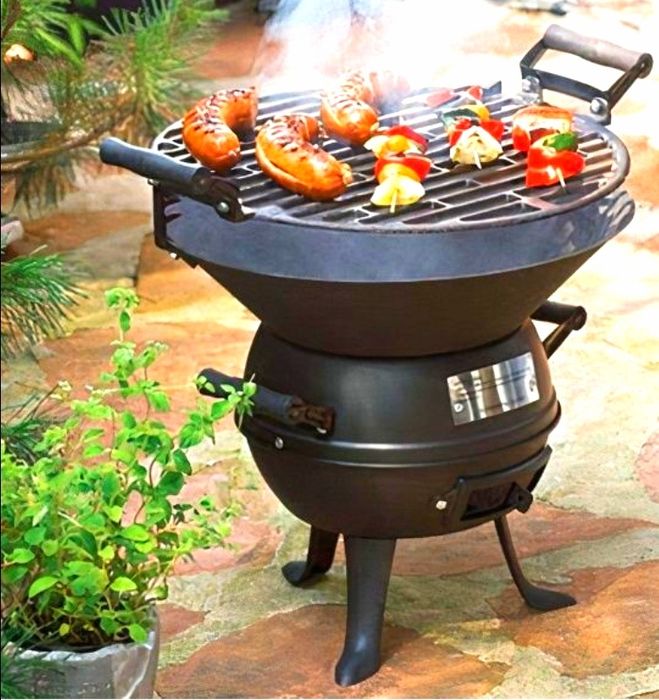 Grătar din Fontă Diametru 35 Cm Înălțime 48 Cm NOU + BONUS - 130 Lei