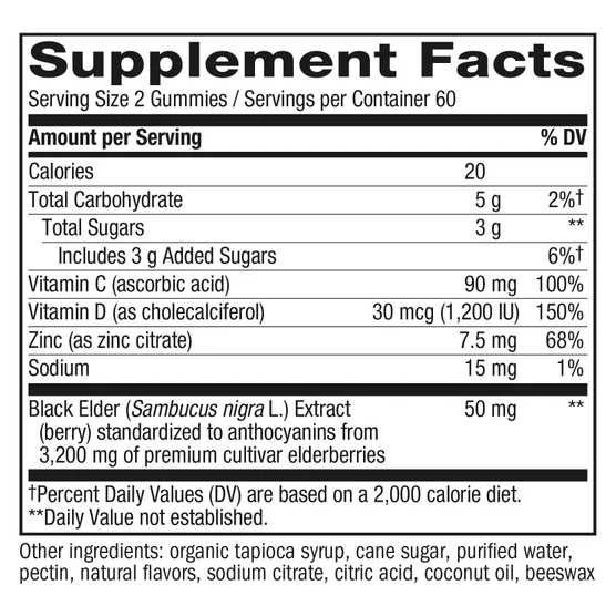Бузина- Витамин С+ Д3+ Цинк Nature's Way Sambucus Elderberry США