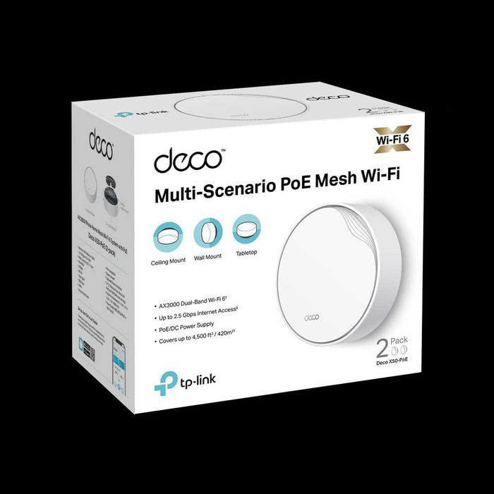 Wi-Fi роутер TP-Link	Deco X50-PoE(2-pack) AX3000