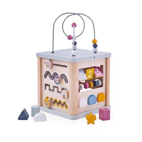 Дървена играчка Bigjigs - Дидактически куб с активности