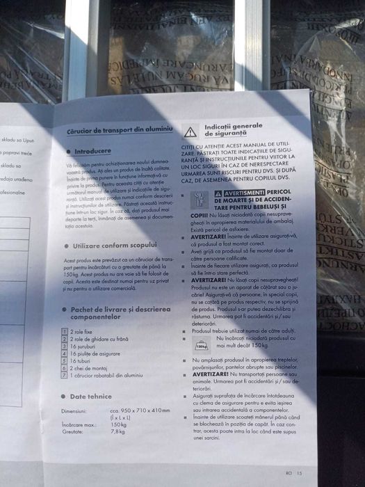 Carucior de transport din aluminiu