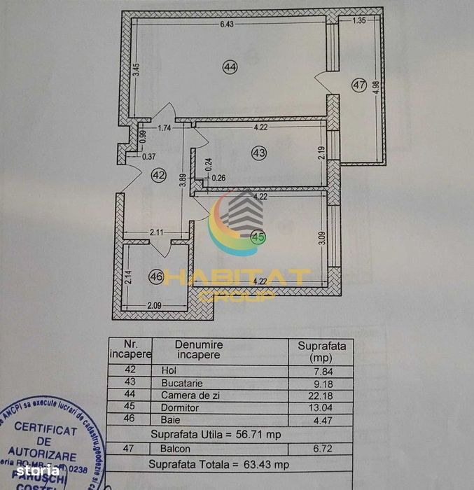 Apartament 2 Camere Mobilat Si Utilat 63.43mp Metalurgiei