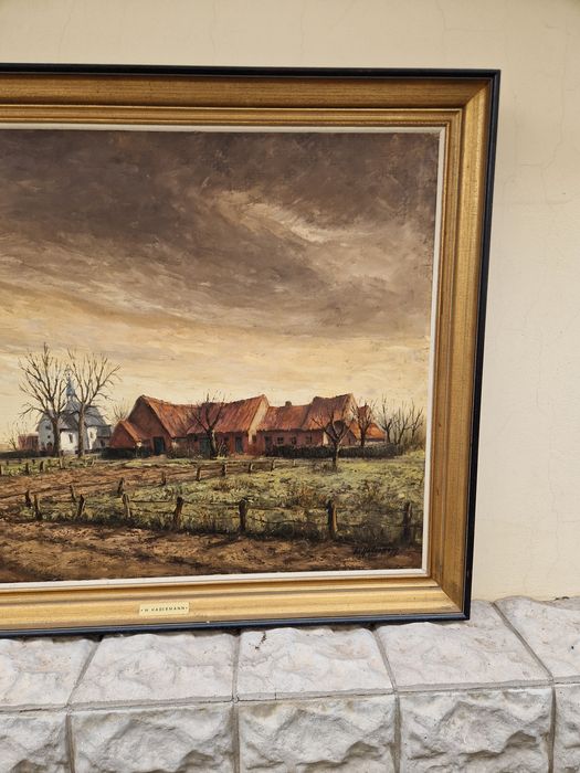 Уникална огромна антикварна майсторска авторска картина масло платно