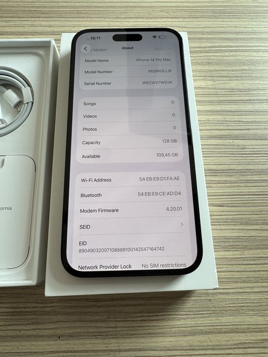 iPhone 14 Pro Max Space Black 128GB - Full box -ca Nou