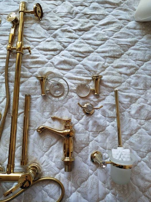 Ретро душ смесител старо злато