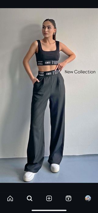 Черен панталон с широк крачол