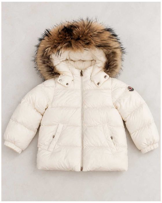 Set iarnă copii crem/alb – geacă + pantaloni cu bretele, 3 ani / 100 cm fetiță