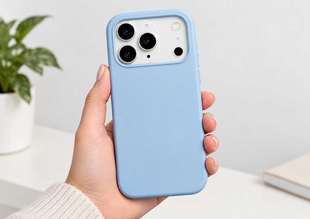 Husa iPhone 18 Pro Max Interior Alcantara Premium Glacier Blue