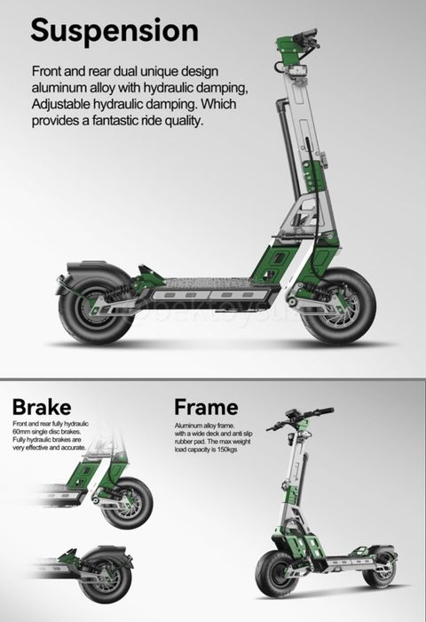 Электросамокат TANK 737 полный привод 3200W до 100 км/ч внедорожник